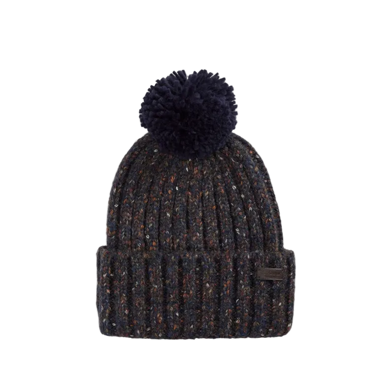 Barbour Kelson Fleck Pom Beanie Hat Navy