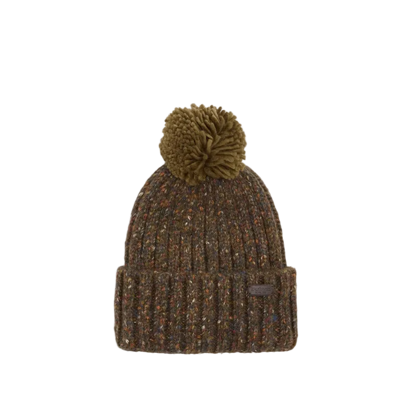 Barbour Kelson Fleck Pom Beanie Hat Olive