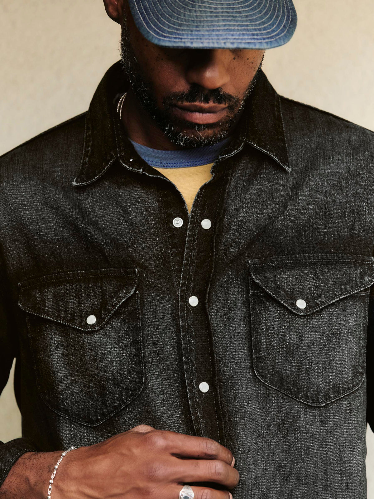 imogene + willie hayes washed black pearl snap