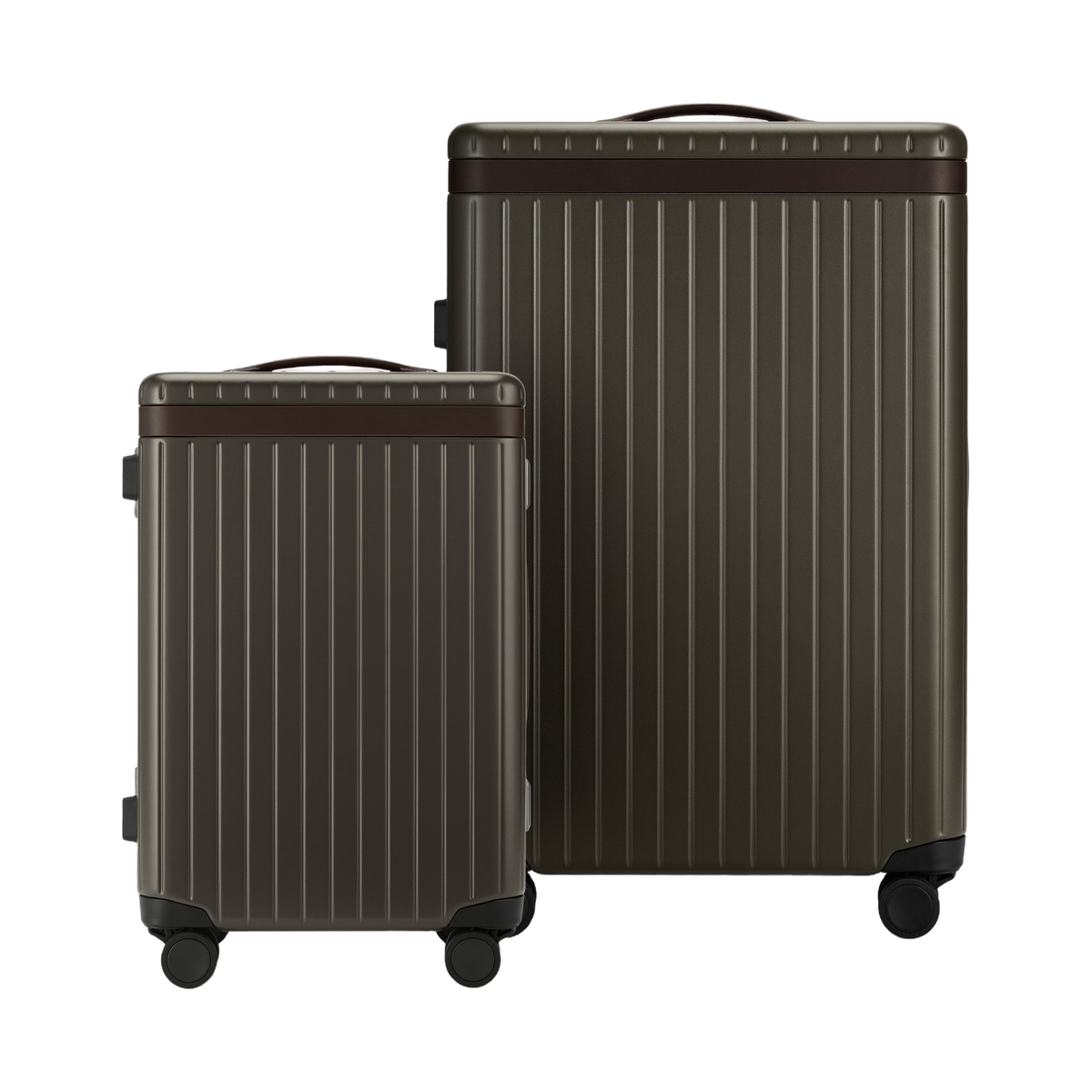 The Luggage Set Carry-on Check-in Dark Olive Chocolate