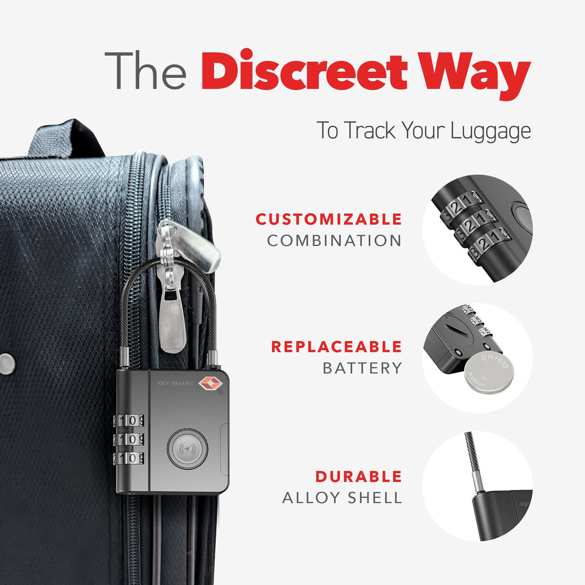 KeySmart SmartLock Luggage Tracking Device