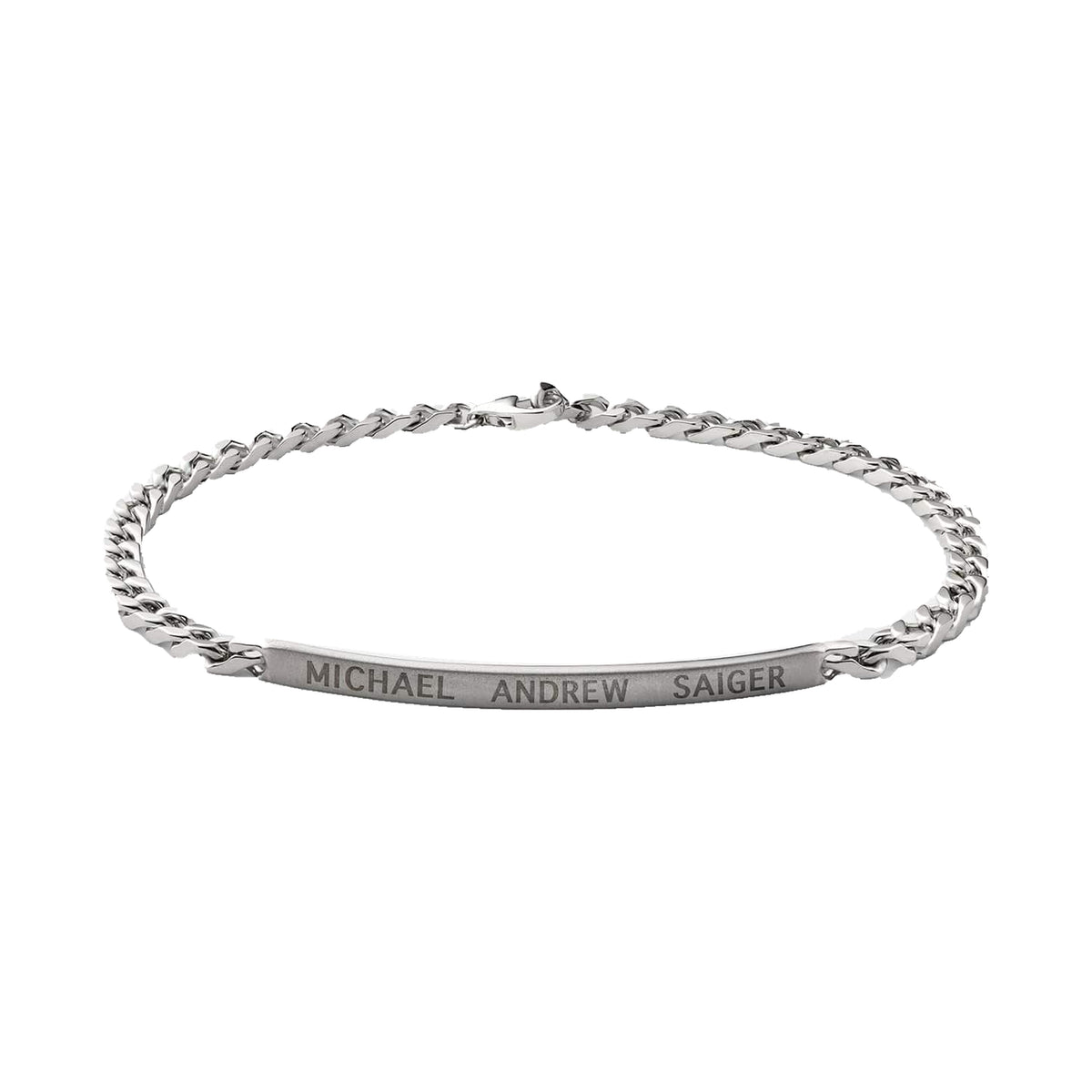 Miansai 3mm ID Chain Bracelet, Matte Sterling Silver Matte Silver M Monogram: Yes