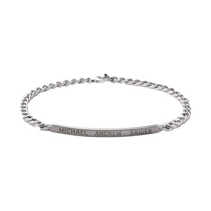 Miansai 3mm ID Chain Bracelet, Matte Sterling Silver Matte Silver M Monogram: Yes