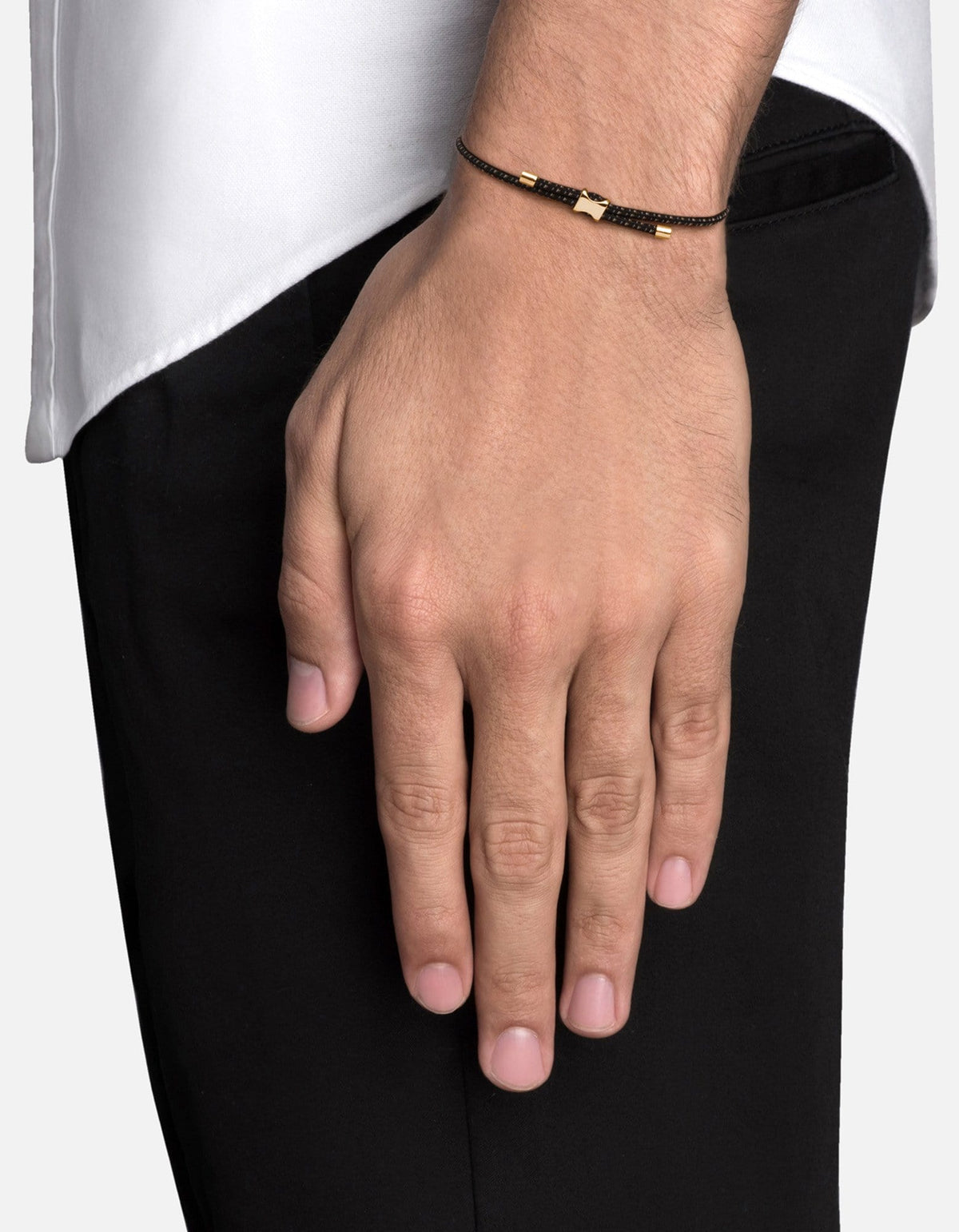 Miansai Orson Pull Bungee Rope Bracelet, Gold Vermeil / Black
