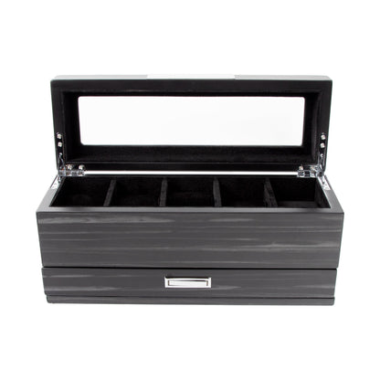 Matte Black 5-Slot Watch Box