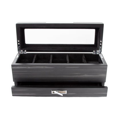 Matte Black 5-Slot Watch Box