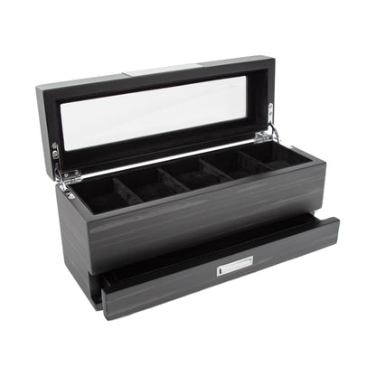 Matte Black 5-Slot Watch Box