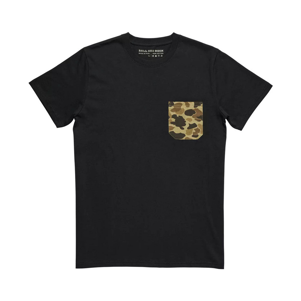 Ball and Buck Pocket Tee Black Original Camo