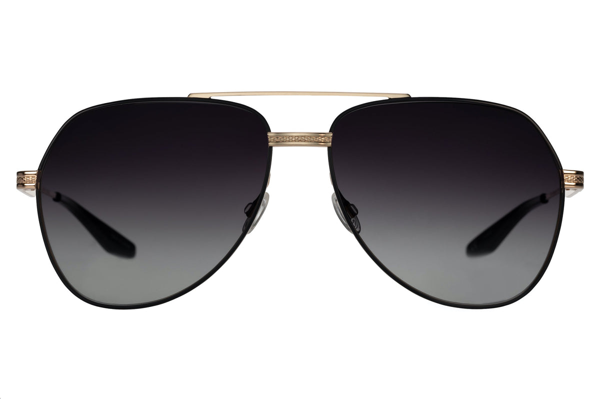 Barton Perreira 007 AVTAK Sunglasses Black Satin Gold Smolder (AR)