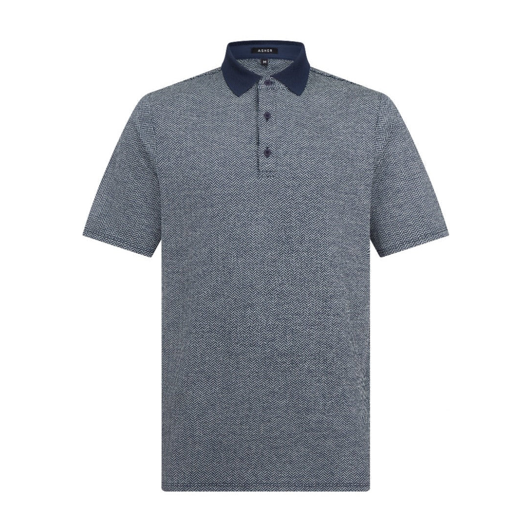 Asher Golf Herringbone Polo Admiral Navy