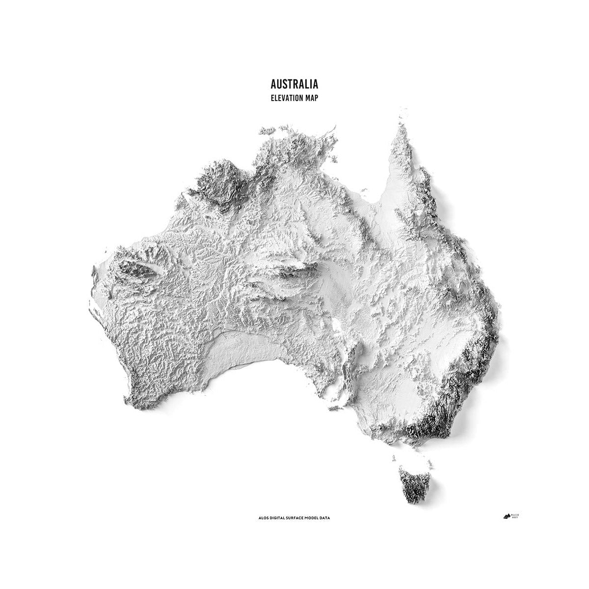 Australia Elevation Map No Frame