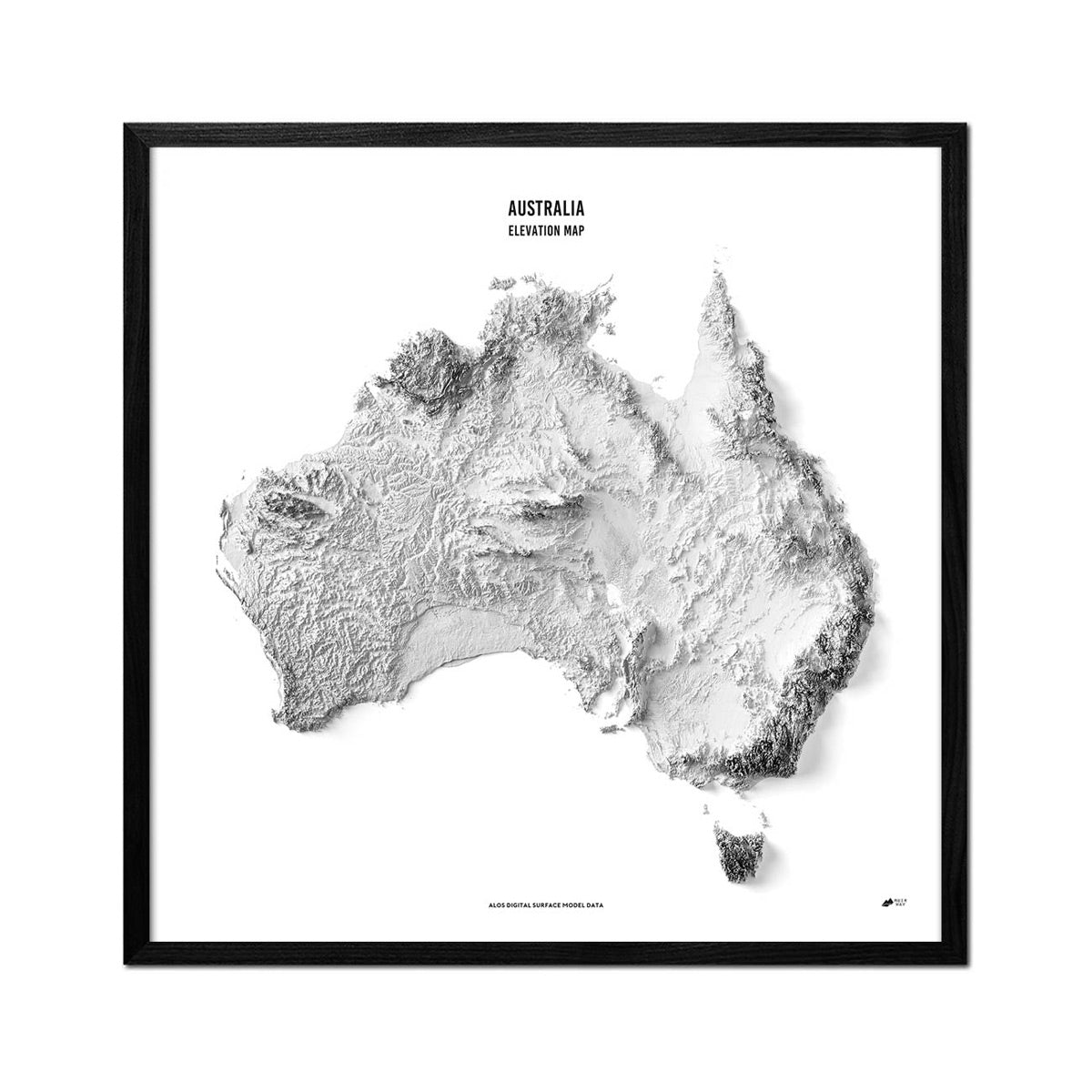 Australia Elevation Map Black