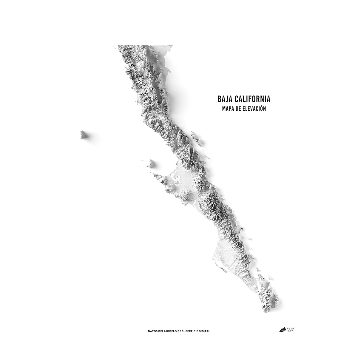 Baja California Elevation Map No Frame