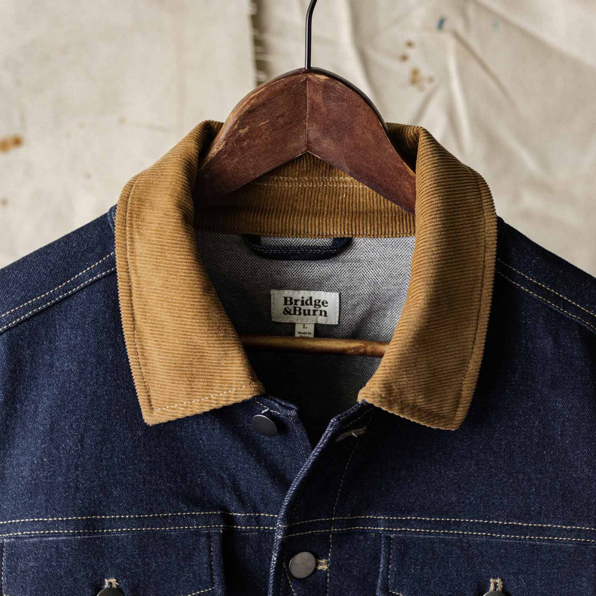 Bridge & Burn Dark Denim Burl Trucker Jacket