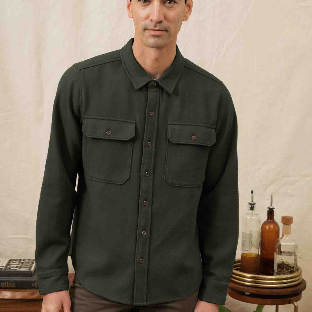 Bridge & Burn Dark Sage Pointer Overshirt