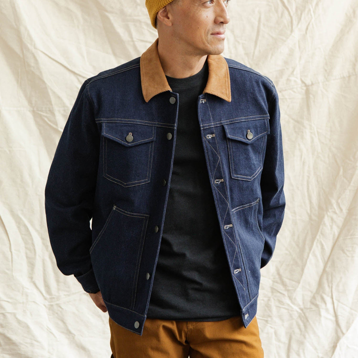 Bridge & Burn Dark Denim Burl Trucker Jacket