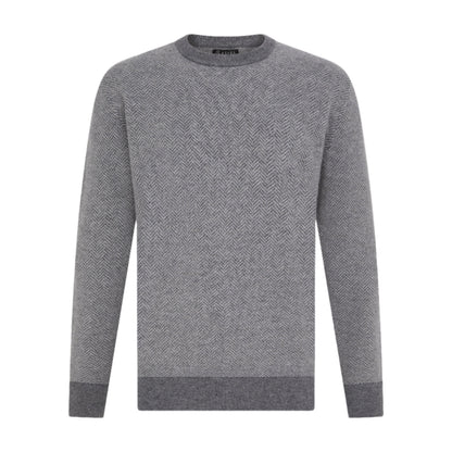 Asher Golf Sero Cashmere Herringbone Crewneck Heather Grey