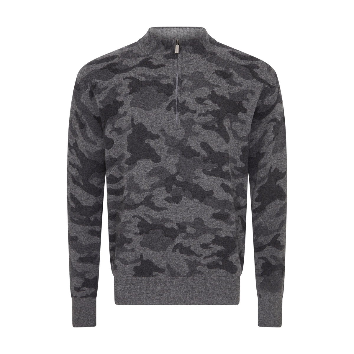 Asher Golf Sero Cashmere Quarter Zip Charcoal Camo
