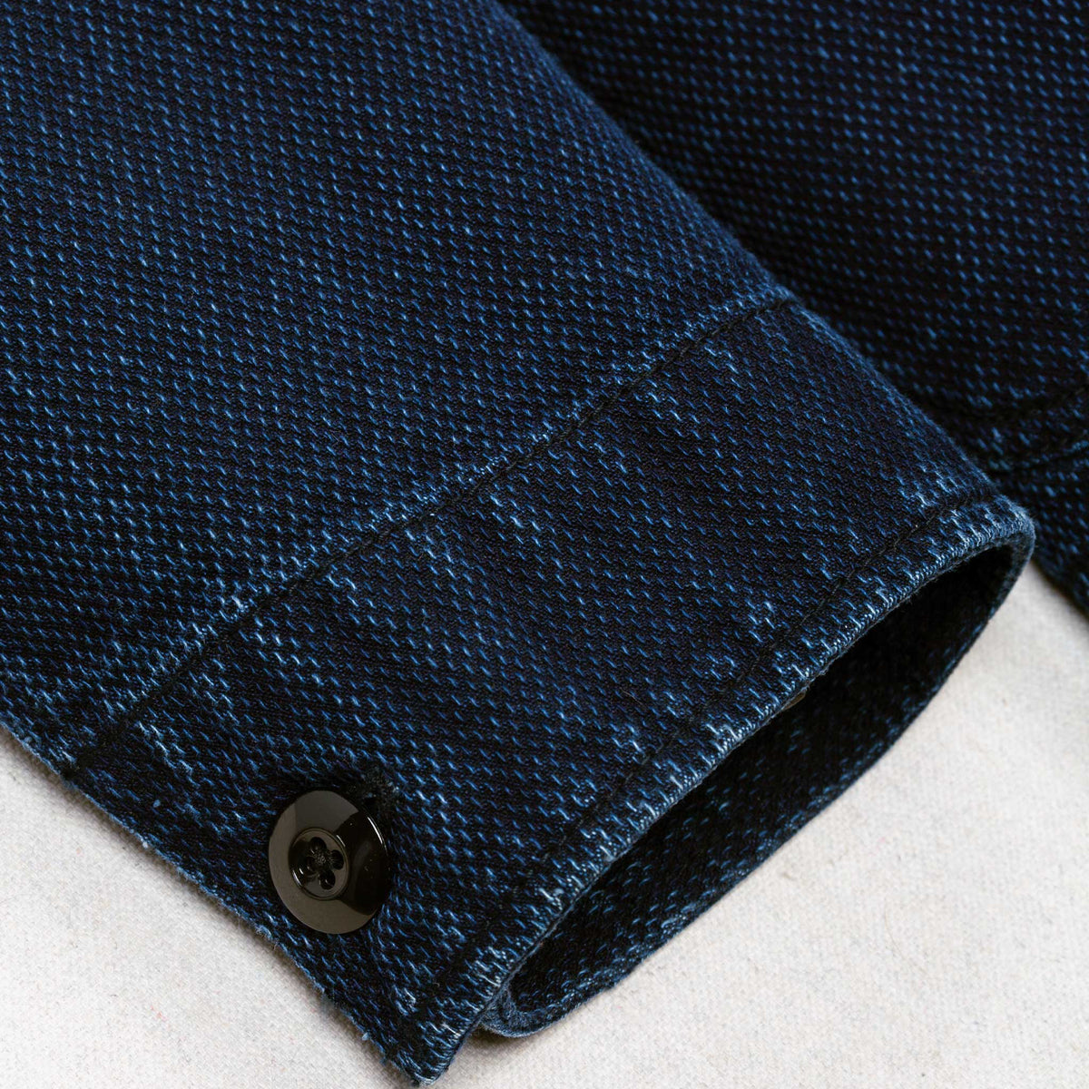 Rivay Cliff Indigo Dobby Shawl Jacket in Dark Wash