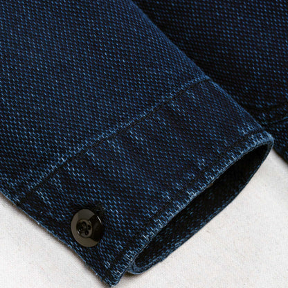 Rivay Cliff Indigo Dobby Shawl Jacket in Dark Wash