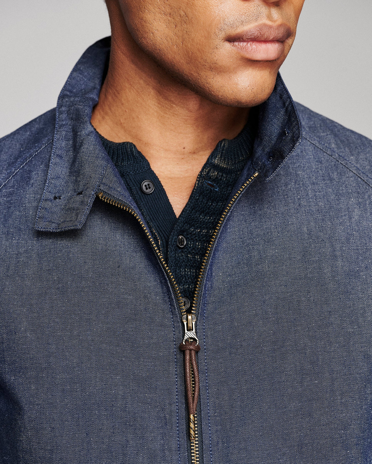 Billy Reid Waxed Denim Harrington Jacket