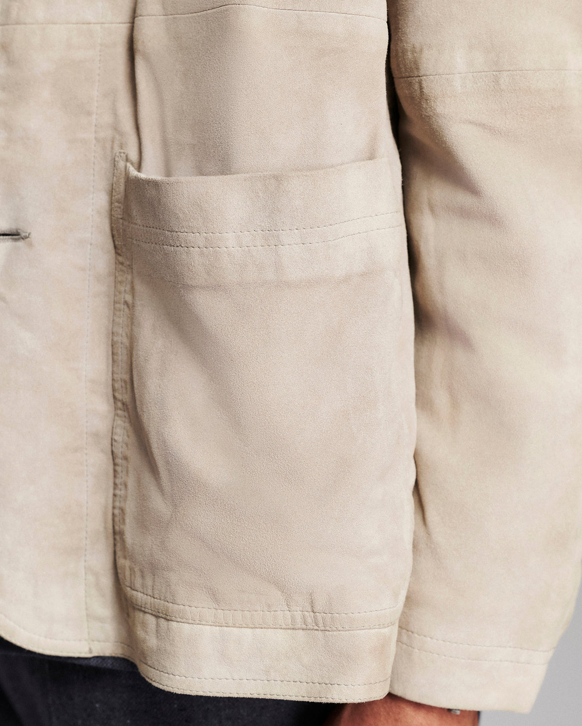 Billy Reid Colbert Waxed Suede Chore Coat In Grey