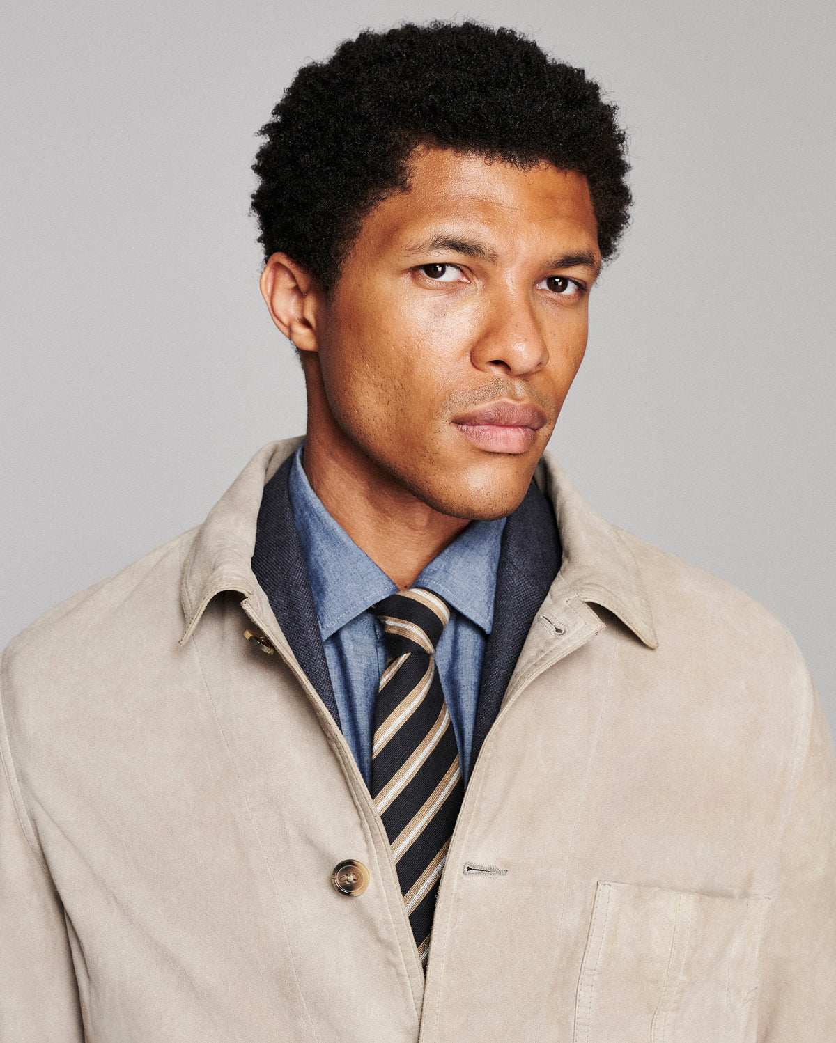 Billy Reid Colbert Waxed Suede Chore Coat In Grey