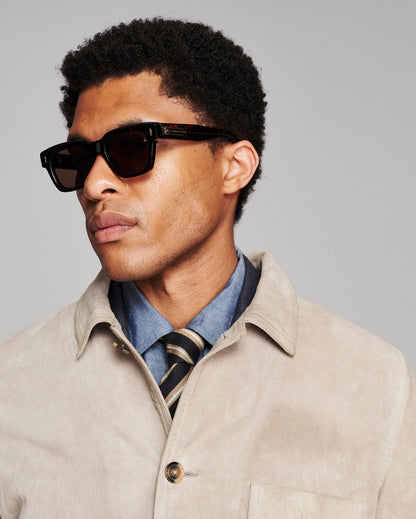 Billy Reid Colbert Waxed Suede Chore Coat In Grey
