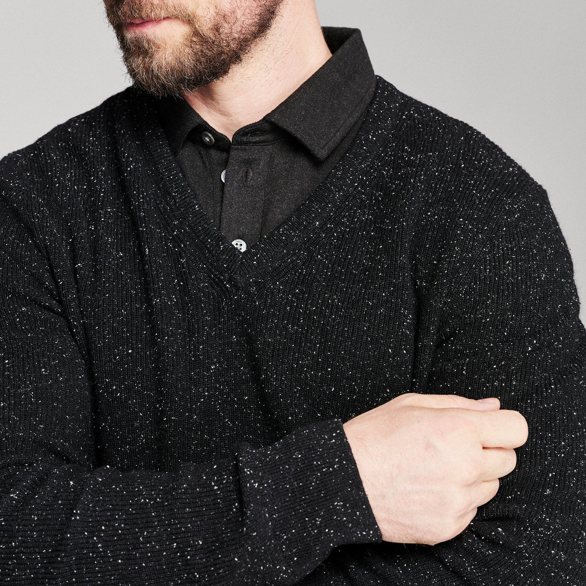 Billy Reid Long Sleeve Herringbone Polo