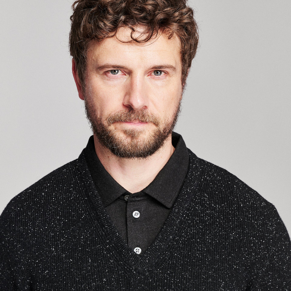 Billy Reid Long Sleeve Herringbone Polo