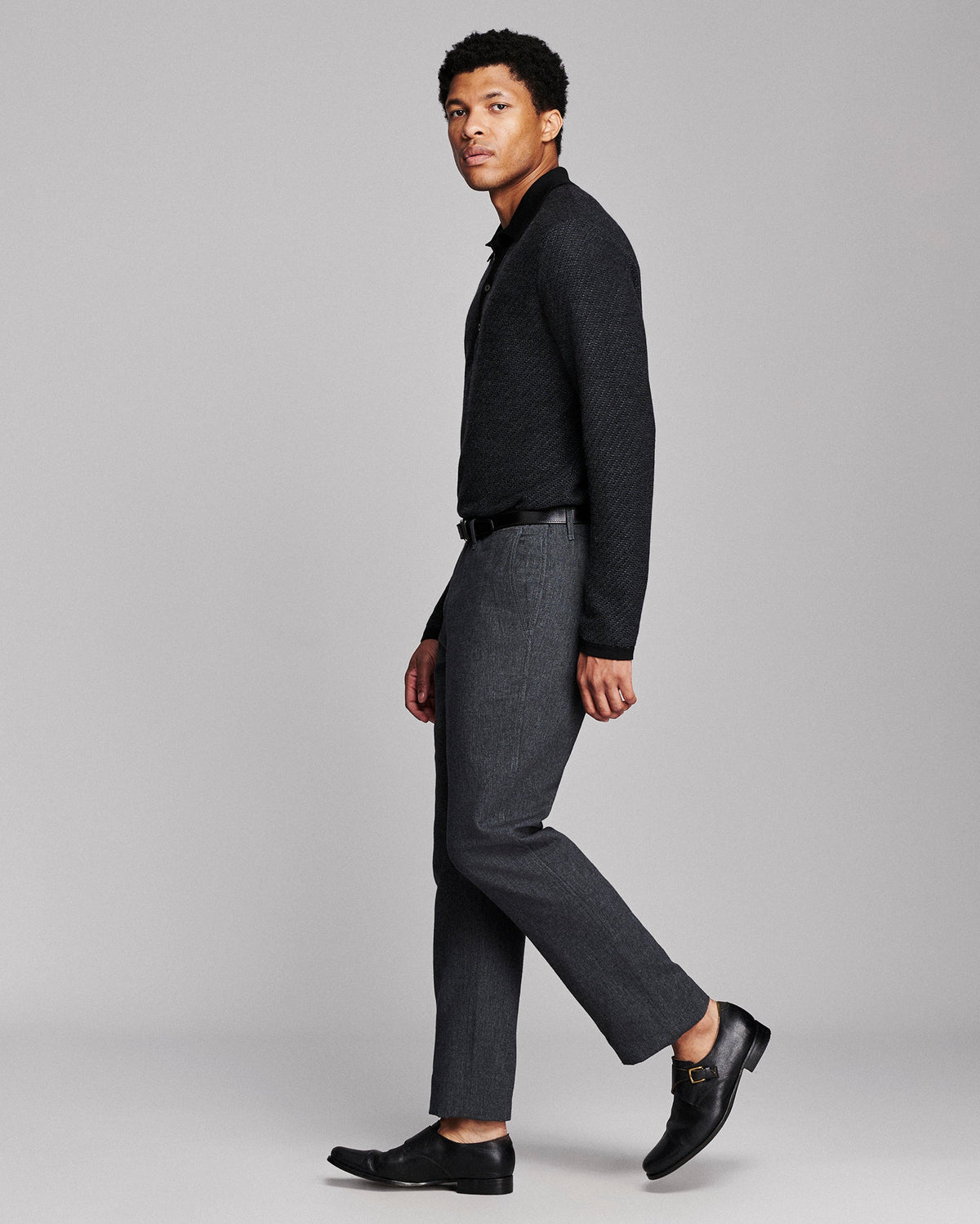 Billy Reid Step Jacquard Sweater Polo