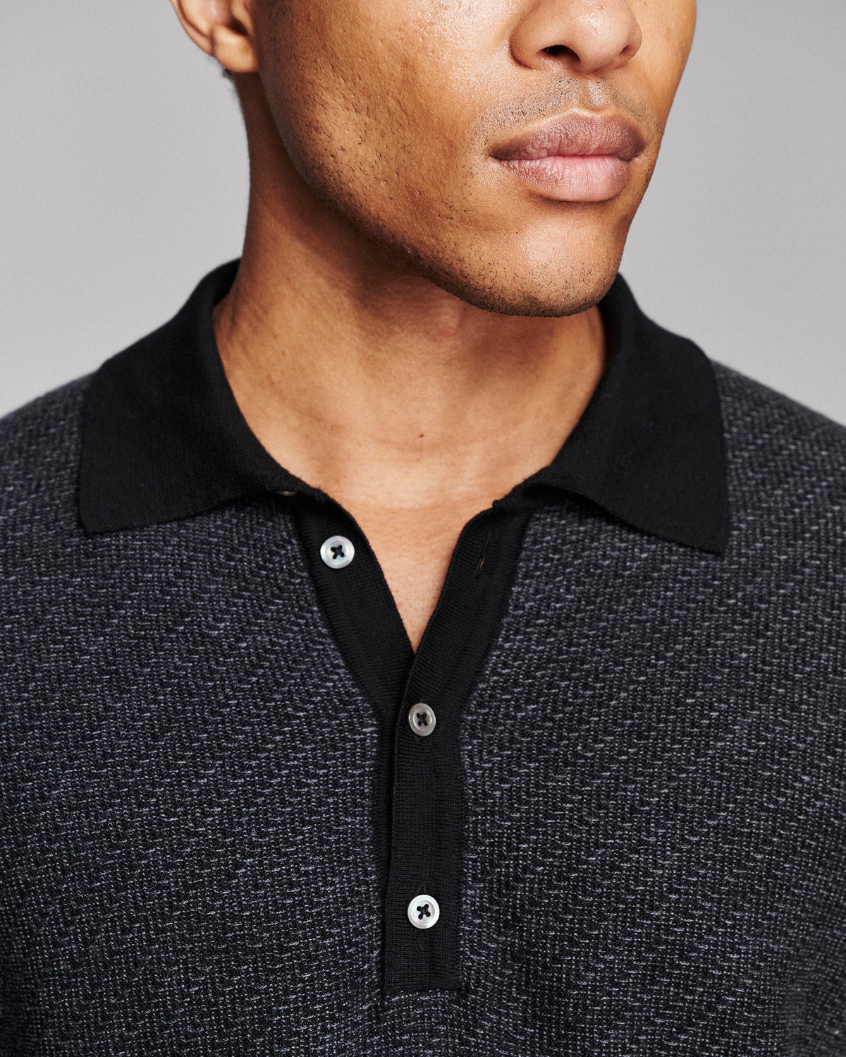 Billy Reid Step Jacquard Sweater Polo