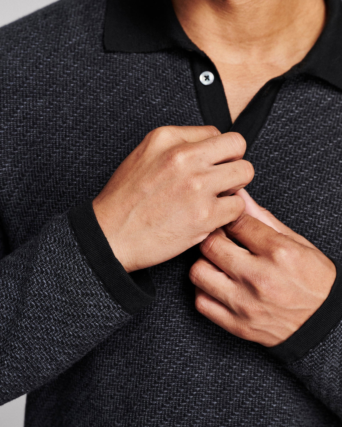 Billy Reid Step Jacquard Sweater Polo