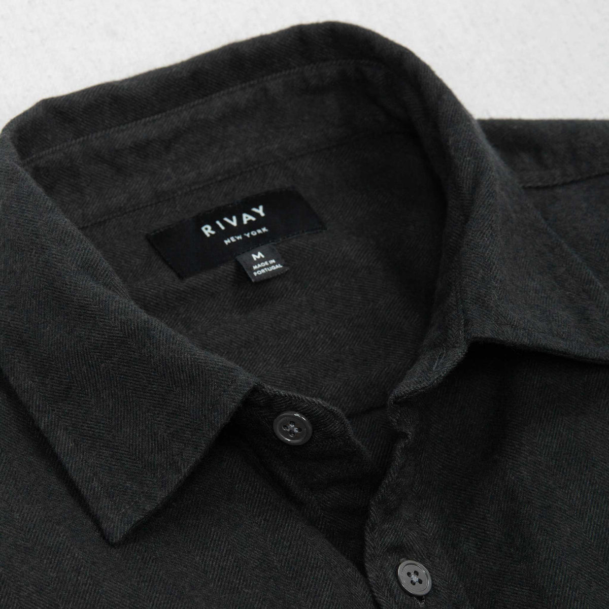 Rivay Cortina Brushed Cotton Camp Shirt in Dark Olive
