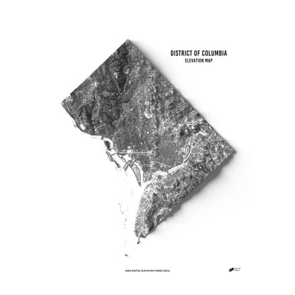Washington D.C. Elevation Map No Frame