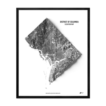Washington D.C. Elevation Map Black