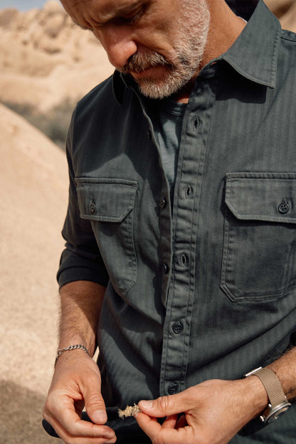 Rivay Enfield Officer's Shirt in Faded Black