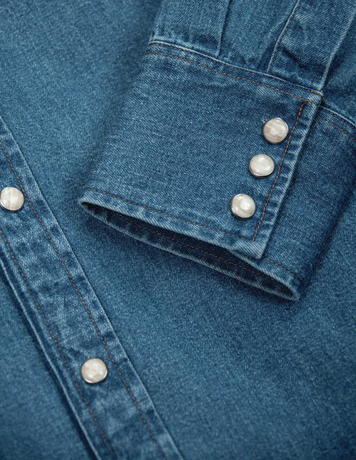 Rivay Ennis Selvedge Denim Western Shirt in Medium Wash