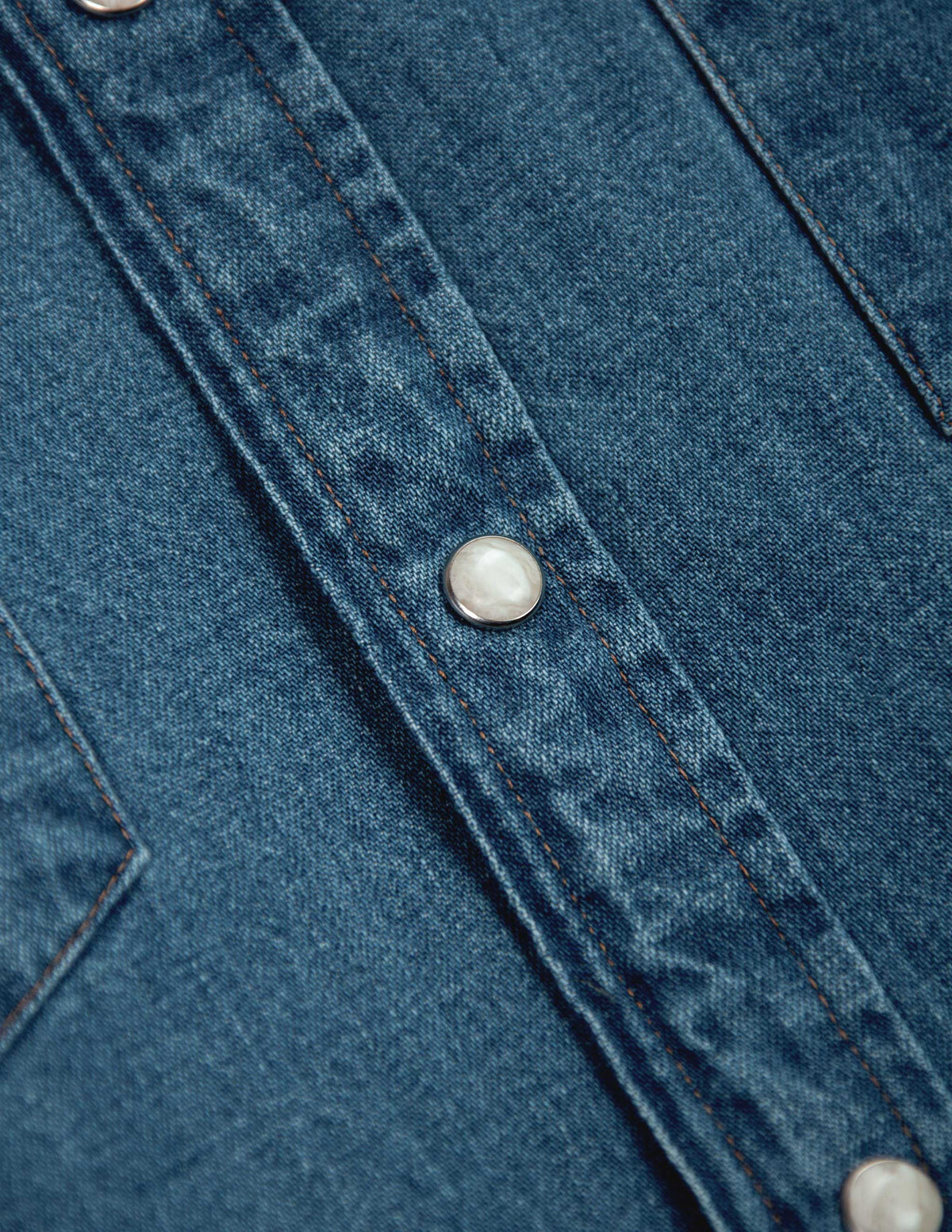 Rivay Ennis Selvedge Denim Western Shirt in Medium Wash
