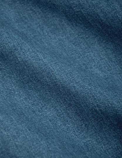 Rivay Ennis Selvedge Denim Western Shirt in Medium Wash