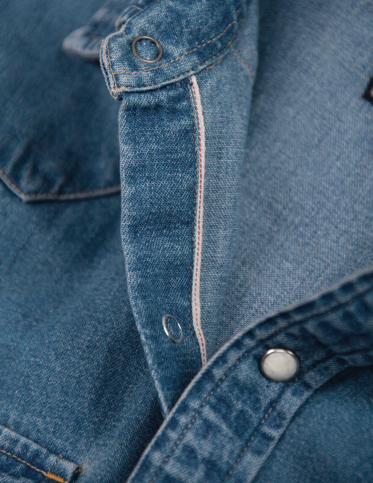 Rivay Ennis Selvedge Denim Western Shirt in Medium Wash