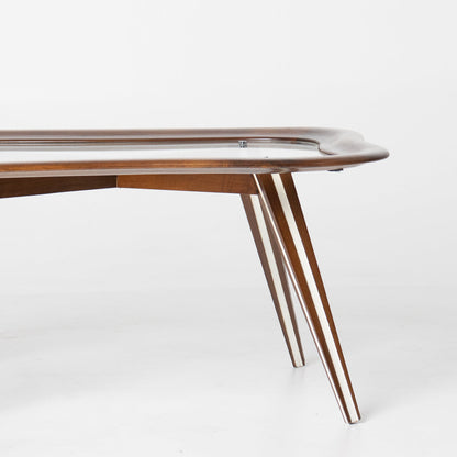 Filippo Chissotti Biomorphic Walnut & Glass Cocktail Table