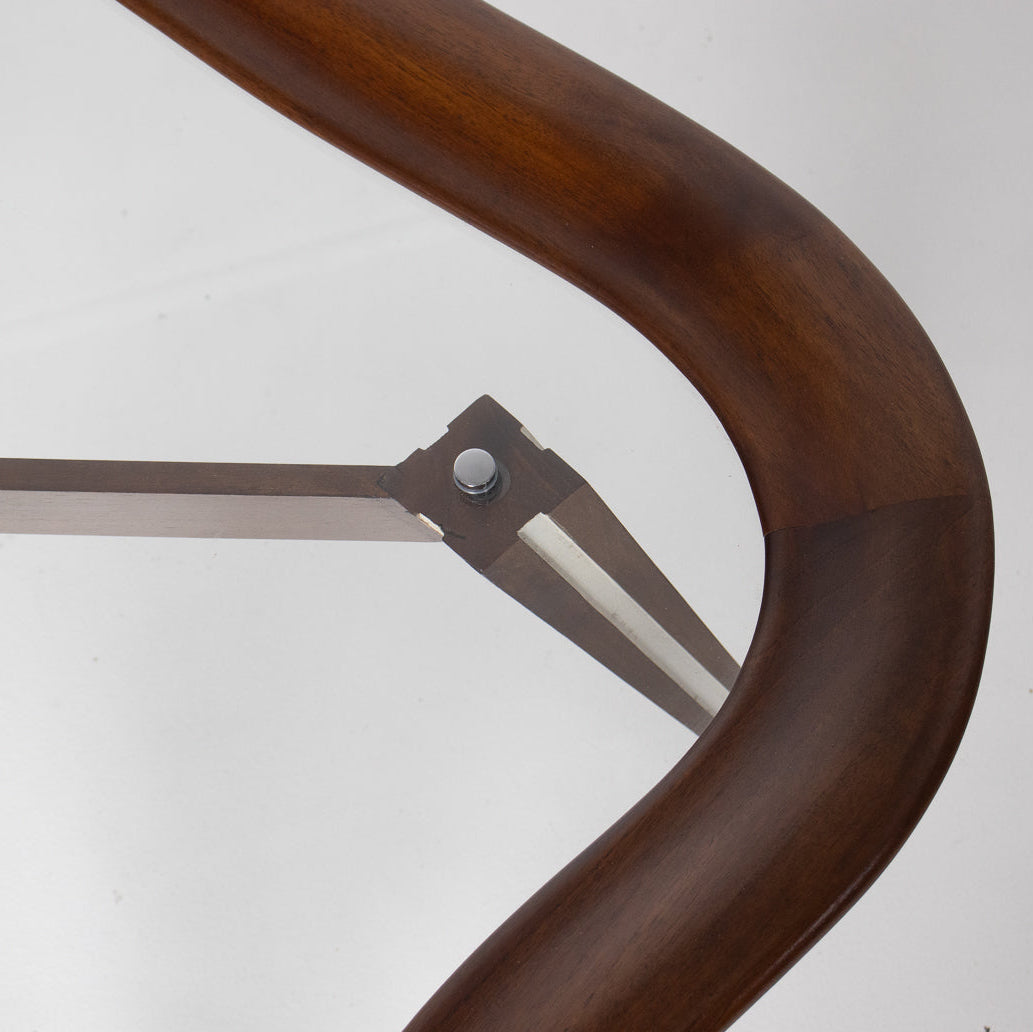 Filippo Chissotti Biomorphic Walnut & Glass Cocktail Table