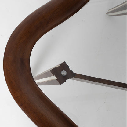 Filippo Chissotti Biomorphic Walnut & Glass Cocktail Table