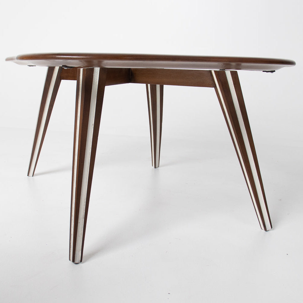 Filippo Chissotti Biomorphic Walnut & Glass Cocktail Table