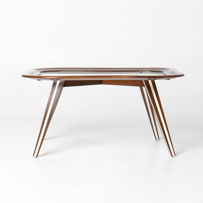 Filippo Chissotti Biomorphic Walnut & Glass Cocktail Table