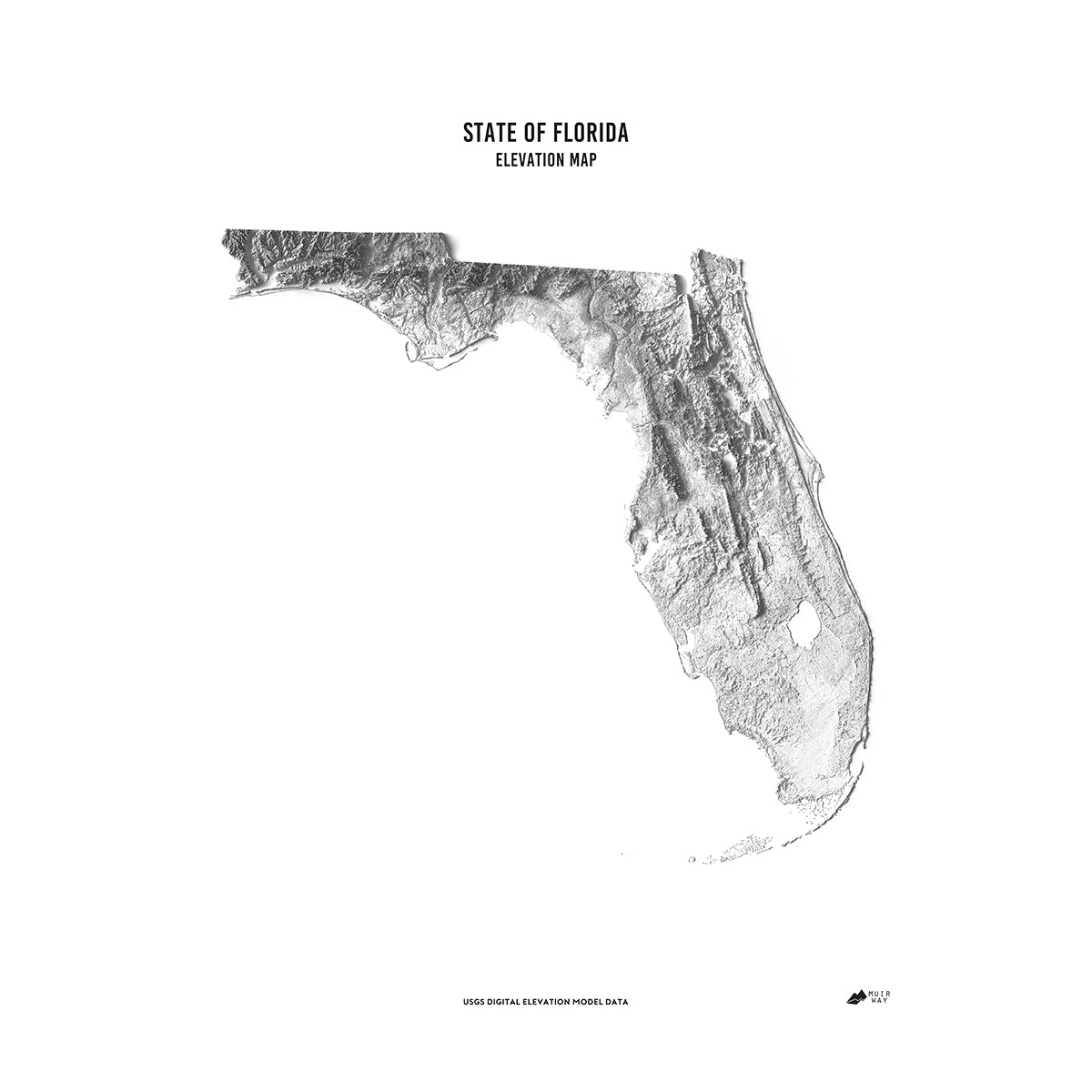 Florida Elevation Map No Frame