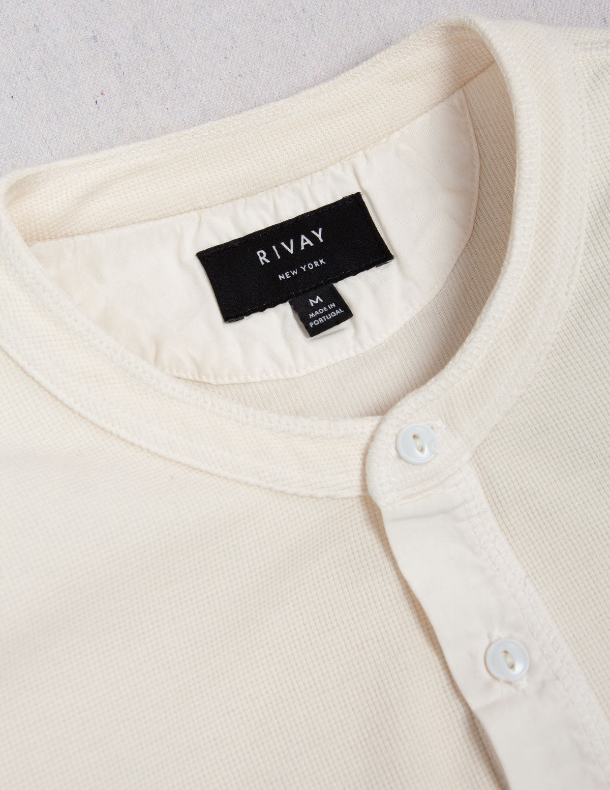 Rivay Gibson Waffle Henley in Antique White