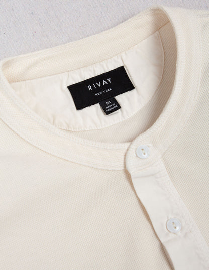 Rivay Gibson Waffle Henley in Antique White