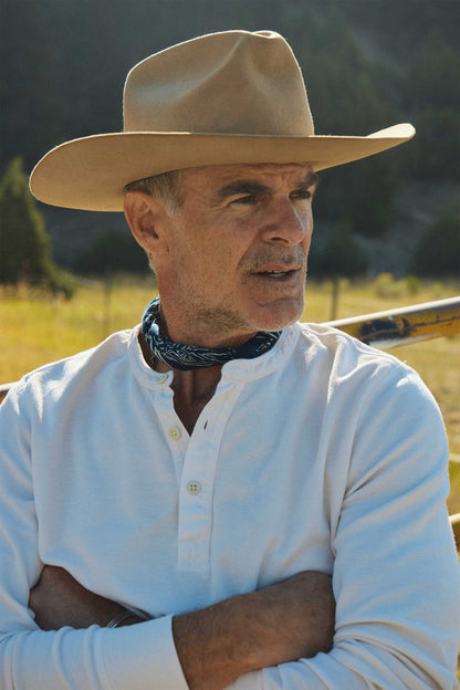 Rivay Gibson Waffle Henley in Antique White